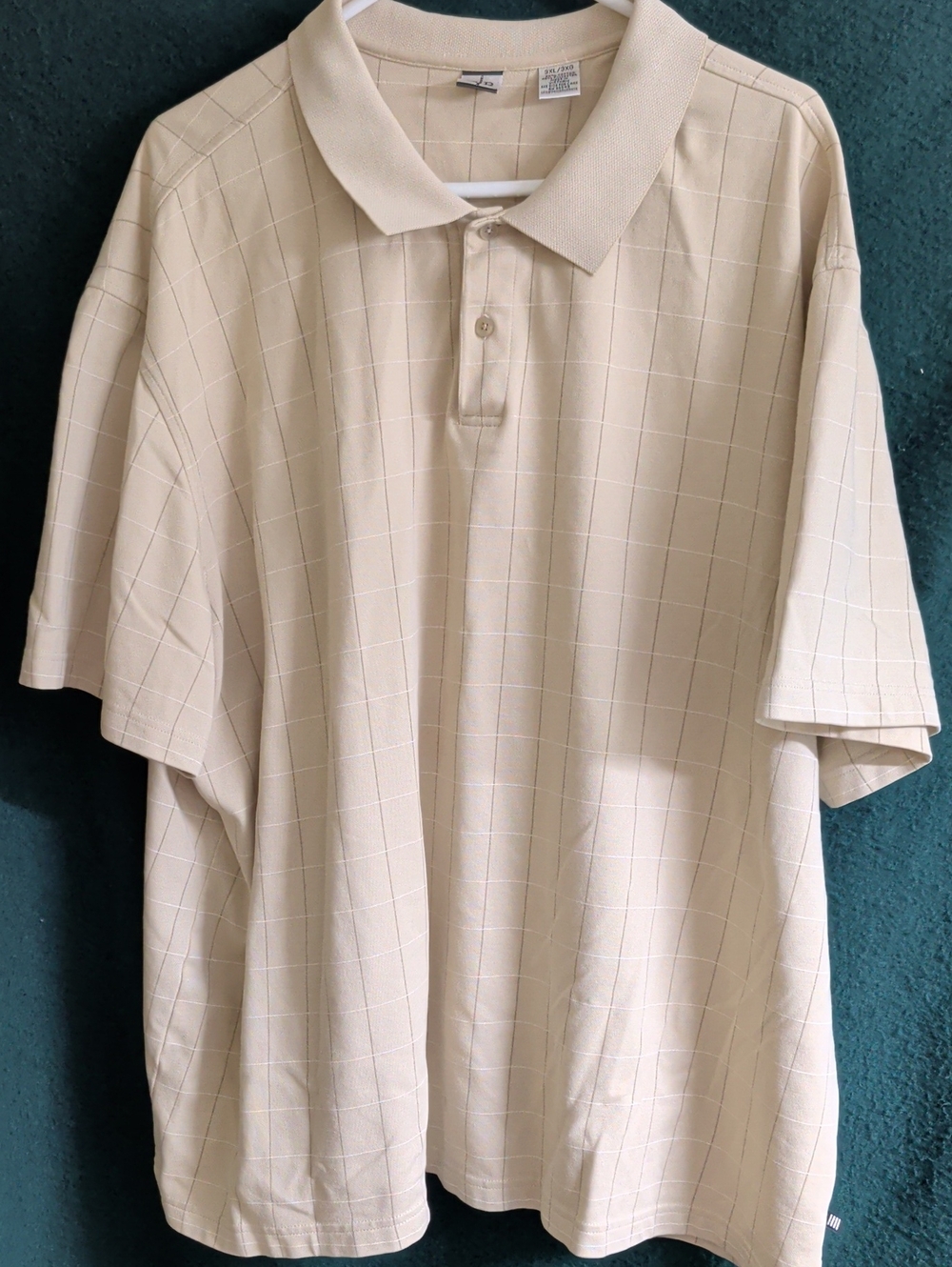 Geoffrey Beene Men's Beige Grid Polo
